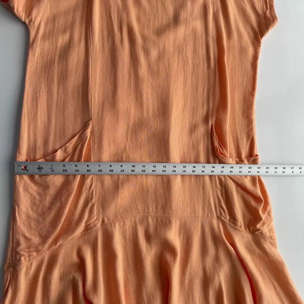 Free People Crisp & Cool Linen Blend Oversized‎ Scoop Back Comfy Peach Dress M